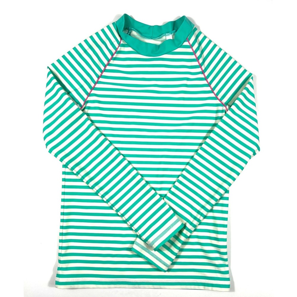 Boden Sunsafe Rash Vest 11-12Y Green Stripe UPF 40+ Long‎ Sleeve Swim Top Beach